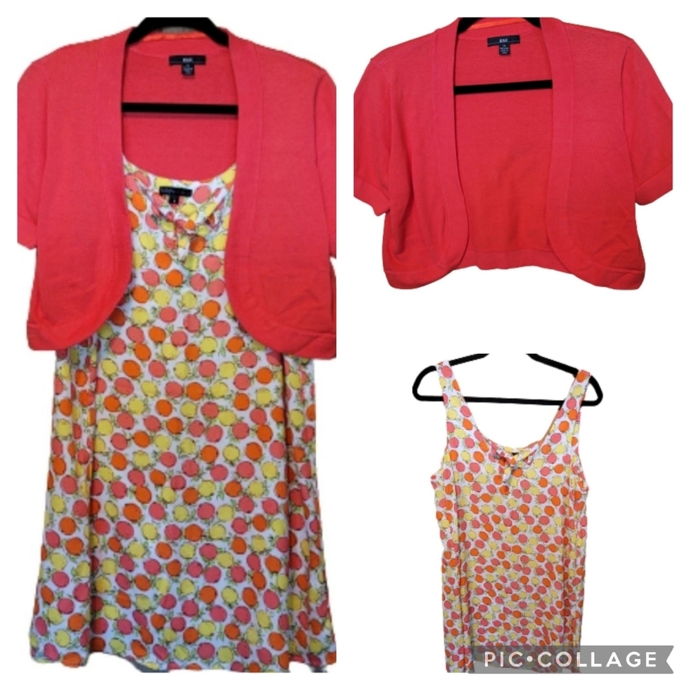 Bebop Orange and yellow tie-front dress with orange shrug